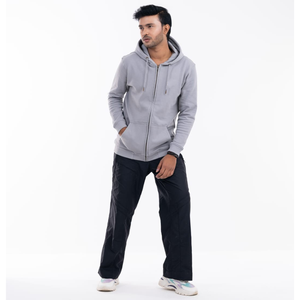 Sudadera con capucha ecológica premium para hombre, cómoda, de tejido polar de alta calidad, con cremallera frontal, en colores negro y azul, con logotipo. - Product Image 6