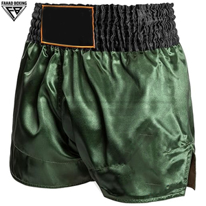Nouveauté - Short de boxe en satin vert léger et sophistiqué avec taille élastique confortable pour le Muay Thai - Product Image 4