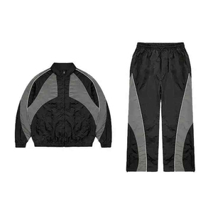 <b>Men's</b> Plus Size <b>Summer</b> Woven Reflective Windbreaker Suit Set Custom Logo Breathable Waterproof Nylon Sportswear - Product Image 1
