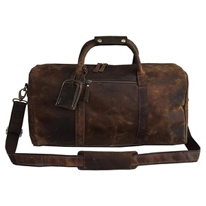 Bolsa de Viaje de Cuero Vintage con Cierre y Detalles de Remaches, Diseño Unisex y Duradero para Viajes de Fin de Semana o Uso Profesional, Capacidad de 36-55L - Product Image 1