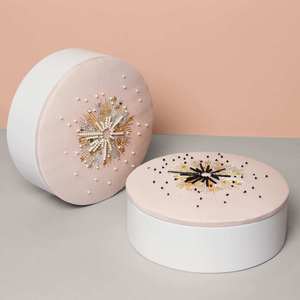 Bead Embroidered Round Candy <b>Box</b> Custom Exclusive Dessert Packaging Wooden Fabric <b>Ramadan</b> Birthday Cake Chocolate <b>Gift</b> <b>Box</b> - Product Image 2