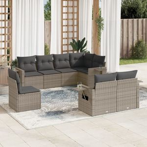 Conjunto de Sofás de Jardín de 8 Piezas en Ratán PE Gris y Acero con Recubrimiento en Polvo - Product Image 1