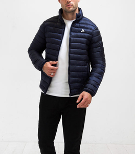 Chaqueta acolchada azul marino para hombre, con cuello alto, cierre de cremallera, abrigo informal de invierno - Product Image 2