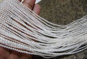 Perles de pierres précieuses en cristal de roche naturel, micro-facettées, rondelles de 2 mm, brin de 13 pouces de long - Product Image 6