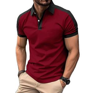 Men's <b>Orange</b> Color Blocked Printed <b>Polo</b> Shirt Quick Dry Breathable 180g Polyester Casual Short Sleeve - Product Image 1