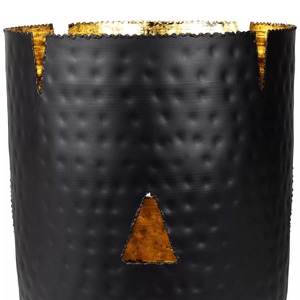 Black <b>Lantern</b> With <b>Gold</b> Interior And Wooden Base Home Decoration Heat Resistant Metal Candle Holder - Product Image 5