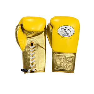 Guantes de Boxeo Hechos a Mano, Modelo No Boxing No Life, Rojos y Dorados, Ajustables con Cordones en la Muñeca, Ligeros, Profesionales, para Entrenamiento, OEM, Más Vendidos - Product Image 6
