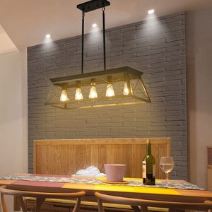 Lampadario a sospensione moderno da 32 pollici con gabbia in metallo, 5 luci, nero, stile industriale, regolabile per sala da pranzo e cucina - Product Image 4