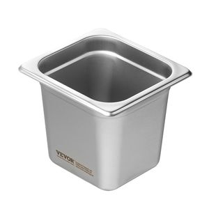 Set di 6 Vaschette Gastronorm 1/6 Anti-Aggrovigliamento per Bagni di Mare, in Acciaio Inox Spessore 0,8mm, Profondità 6 Pollici, per Hotel e Ristoranti - Product Image 1