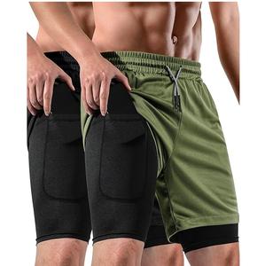 Short de sport personnalisé pour homme, short de course en mesh double couche, short de musculation slim pour homme - Product Image 1