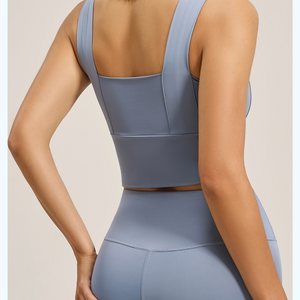 Soutien-gorge de sport bleu marine pour femme avec larges bretelles et coussinets amovibles, maintien élevé, idéal pour le yoga et le fitness - Product Image 4