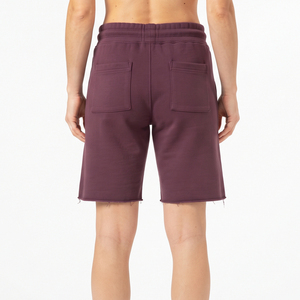 Shorts en coton tricoté taille haute pour femme avec cordon de serrage à la taille et poches, décontracté, 100 % molleton, longueur genou, pour femme - Product Image 5