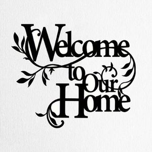 CIFbuy Decorazione Murale Floreale in Ferro 'Welcome Home' Stile Accogliente per Ingresso e Arredamento Casa per Hotel - Ritiro Disponibile - Product Image 1