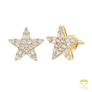 Boucles d'oreilles élégantes en forme d'étoile avec diamants Moissanite, en argent sterling 925, bijoux de luxe intemporels pour femmes - Product Image 2