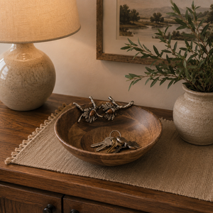 Handcrafted Acacia Wood Salad Bowl With Artistic Metal Branch & <b>Acorn</b> <b>Decor</b> Sustainable Eco-Friendly Fruit Serving Bowl On Sale - Product Image 3