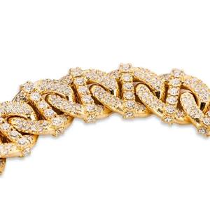 Cadena Cubana de Oro Amarillo de 10K con Diamantes Cultivados en Laboratorio de Corte Brillante Redondo, Diseño Único para Hombres - Product Image 2