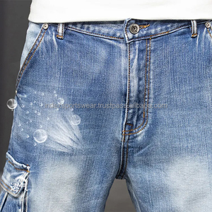 Pantalones cortos de mezclilla para hombre, estilo holgado, cintura media, con pedrería, los más populares - Product Image 5