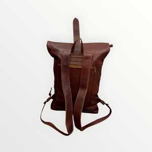 Multi Purpose Leather <b>Roll</b> Top <b>Backpack</b> Convertible Rucksack To Tote Bag Versatile Leather Travel Bag LRTB-0153 - Product Image 4