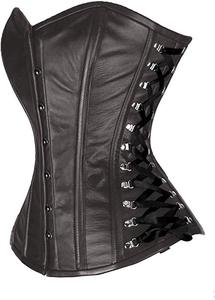 Corsé de cuero con cremallera y encaje estilo gótico punk para mujer, talla grande, realce de cadera, tela satinada, secado rápido, control firme, sin costuras - Product Image 6