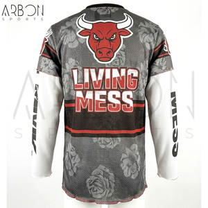 Magliette a doppio strato da uomo personalizzate con stampa sublimatica, grafica stelle e mostri, a maniche lunghe, stile streetwear, di un buon fornitore. - Product Image 4