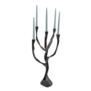 Porte-bougie vintage arabe à cinq bras en laiton de haute qualité avec finition noire pour la décoration de la maison, chandelier en métal pour table - Product Image 1