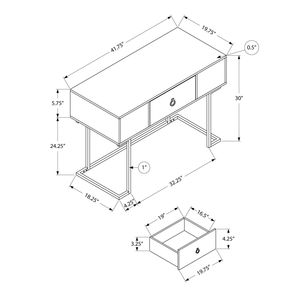 Scrivania Moderna Contemporanea per Computer Portatile da 42 Pollici con Cassetti Portaoggetti, Laminato Grigio e Metallo Nero - Product Image 4