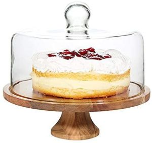 Support à gâteau en bois de luxe avec dôme en verre transparent, design tendance, passe au lave-vaisselle, idéal pour la présentation de gâteaux lors d'occasions spéciales et la restauration - Product Image 5