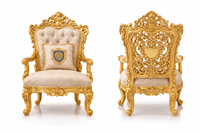 Ensemble de salle à manger de luxe de style Maharani en bois massif, finition dorée, table et chaises pliantes modernes pour 6 personnes, DST EXPORTS Inde