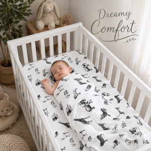 Sábana Premium para Cuna de Bebé |   Protector de Colchón Impermeable Ajustable con Diseño de Arcoíris Boho, Decoración para Cuarto de Bebé - Product Image 2