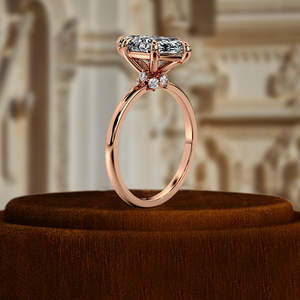 Anillo de Compromiso con Corte Marquesa de 1 Quilate en Oro Sólido de 14k, Anillo de Novia con Diamante Cultivado en Laboratorio, Anillo de Promesa con Halo Oculto de Diamantes Solitarios - Product Image 5