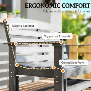 Sedia a dondolo grigia per giardino - Panchine da patio - Product Image 4