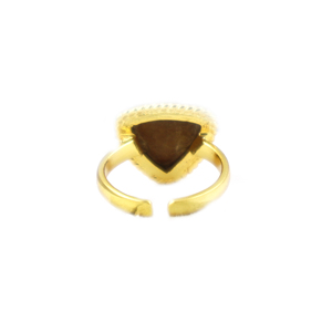 Bague de style classique en nacre, forme triangulaire, plaquée or 24 carats, taille unique, bijoux pour femmes et filles, vente en gros - Product Image 3