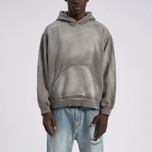 Men Vintage Wash <b>Hoodie</b> Soft Fleece Pullover Relaxed Fit Adjustable Hood Casual Streetwear Everyday Fashion Top - Product Image 4