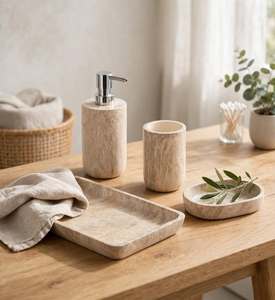 Juego de Accesorios de Baño de Resina Ecológica Hechos a Mano de Lujo, de Cuatro Piezas, para Decoración Moderna del Hogar y Hoteles, Diseño Personalizado al por Mayor - Product Image 6