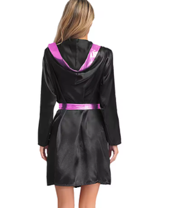 Túnica de Artes Marciales de Poliéster Negro con Ribete Morado y Cinturón, Duradera, de Manga Larga y Cuello en V para Mujer (Todas las Temporadas) - Product Image 4
