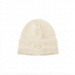 DROGEN EXPORT – Bonnet d'hiver personnalisé 100 % acrylique, motif Dobby, tricot côtelé, imprimé lumineux/pailleté, séchage rapide, respirant - Product Image 1