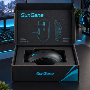 Custom Graphite Cyan Corrugated Mailer <b>Box</b> for Gaming Mouse with Fitted Protective Cradle - Product Image 2