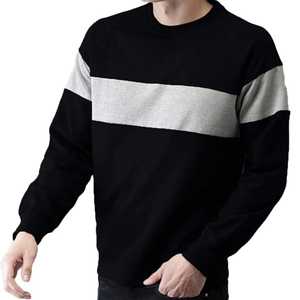 Sudadera de Cuello Redondo para Hombre, Color Negro y Gris, Corte Regular, Informal, Tejida, Manga Larga, para Otoño - Product Image 1