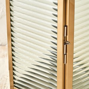 Modern Decorative Metal <b>Lantern</b> Set with Ribbed Glass Panels <b>Gold</b> EPL <b>Lanterns</b> for home & garden decor dinning Christmas Decor - Product Image 5