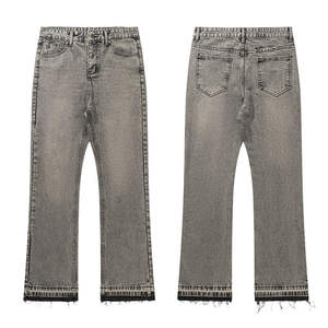 Pantalones Vaqueros Acampanados al por Mayor para Hombre, Estilo Clásico Urbano, con Bajo Deshilachado, Pierna Recta, Holgados - Product Image 1