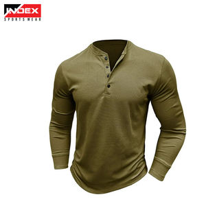INDEX SPORTSWEAR เสื้อยืดแขนยาวผู้ชายสีเขียวมะกอก เนื้อผ้าถักแบบเฮนลีย์ แห้งเร็ว สวมใส่สบาย ทรงเข้ารูป สีพื้น ความยาวปกติ - Product Image 6