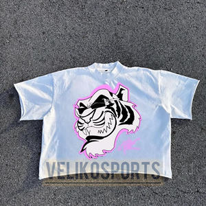 Camiseta de gran tamaño de ropa de calle de algodón, camiseta de peso pesado con serigrafía de alta calidad hecha a medida para hombres, estilo holgado - Product Image 1