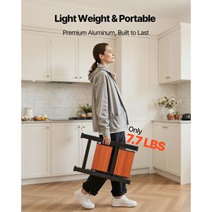 Sgabello Pieghevole a 2 Gradini con Gradini Larghi Antiscivolo e Impugnatura Confortevole, in Alluminio Leggero, Capacità 150 kg - Product Image 6