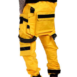 Pantalon Techwear Homme Multi-Poches Tactique Cargo Jaune Streetwear Hip Hop Joggers Boucle Ruban Cyberpunk Urbain - Product Image 6