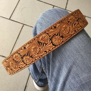 Nouvelle ceinture en cuir tressé à la main pour femme 2024, motif floral en alliage, respirante et tendance, vente en gros directe usine - Product Image 5