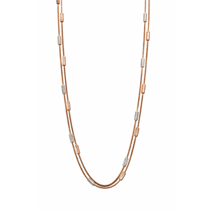 Collar de Cadena de Doble Capa Bicolor con Detalles de Barra, Elegante Joyería de Compromiso para Mujer - Product Image 1