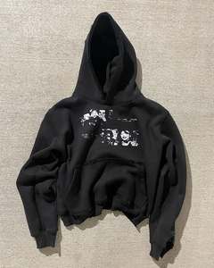 เสื้อฮู้ดดี้ผู้ชายผ้าฝ้ายเฟรนช์เทอร์รี่ 100% แบบสั่งทำพิเศษ พร้อมการฟอกสีแบบแอซิดวอช ทรงโอเวอร์ไซส์แบบดิสเทรส และการพิมพ์โลโก้ด้วยเทคนิคสกรีน - Product Image 2