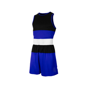 Conjunto de Pantalones Cortos de Boxeo Azules y Negros con Cintura Blanca, Ropa de Combate Ligera de Poliéster para Entrenamiento de Adultos - Product Image 1