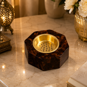 Premium Arabic Resin Incense Burner with Brass Bowl For Festive Eid <b>Bakhoor</b> Holder Modern <b>Oud</b> Warmer Decorative Home Accent Gift - Product Image 1