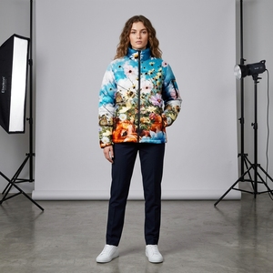 Chaqueta Acolchada Estampada de Invierno Personalizada para Mujer, Ropa Casual Premium, Cortavientos, con Cierre de Cremallera y Bolsillos Laterales - Product Image 6